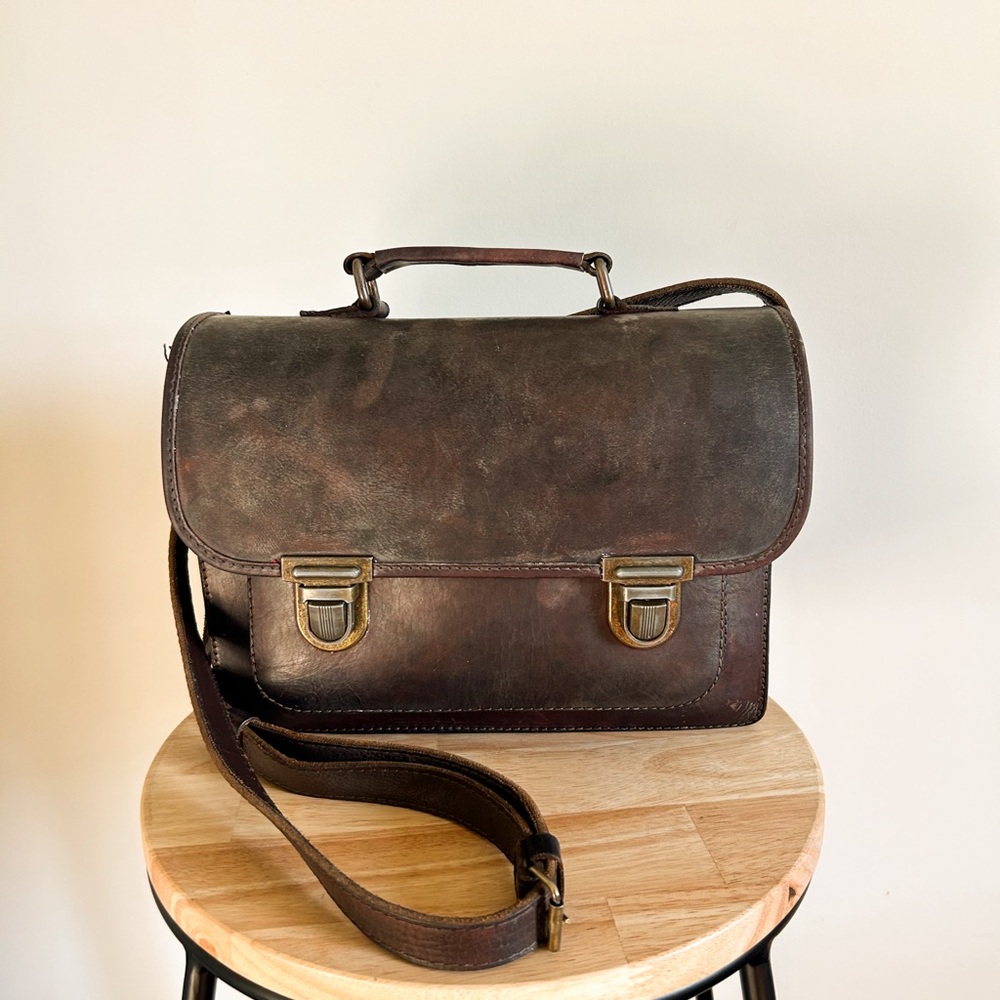 Elegant Dark Brown Leather Satchel